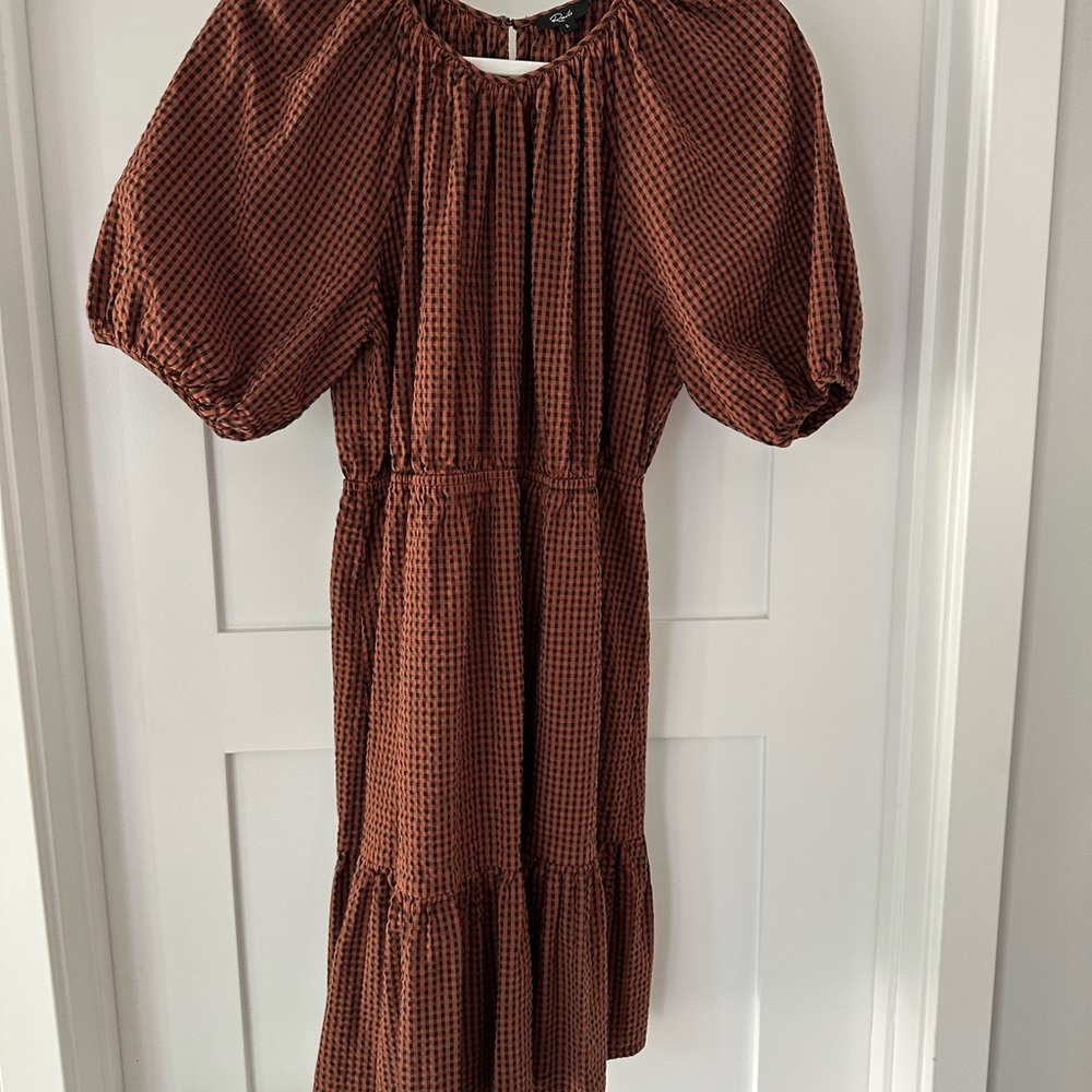 Rails Terracotta and Black Checkered Top